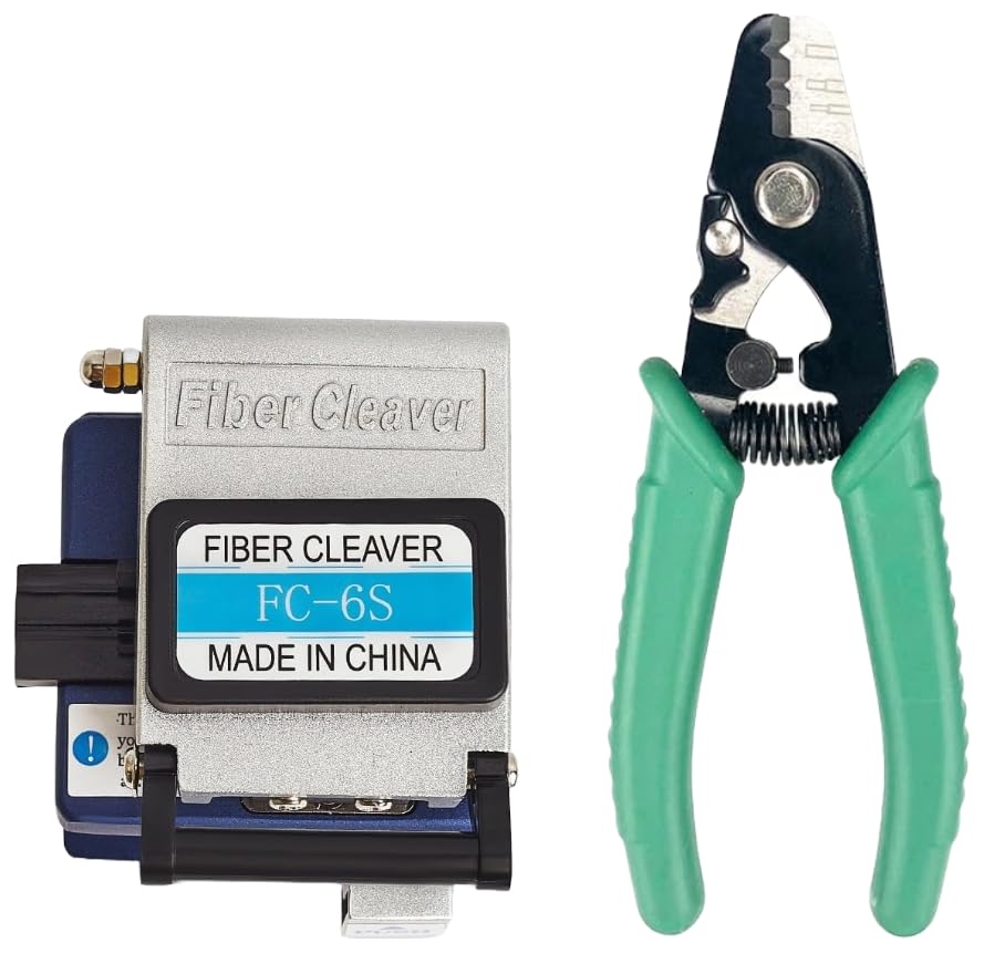 Corslet High Precision FC-6S Fiber Cleaver with Three-Hole Fiber Optic Stripper Pliers for Optical Fiber Cable Splicing, Fusion, and Termination