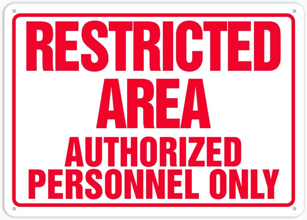 8"x12" Tin Metal Sign - Restricted Area Authorized Personnel Only - Decorative Plate For Shop, Yard, Garage, Outdoor Wall