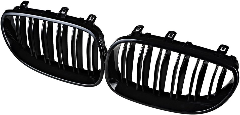 Completed Set For 2003-2010 E60 E61 5-Series Glossy Black Kidney Grille (Left & Right)