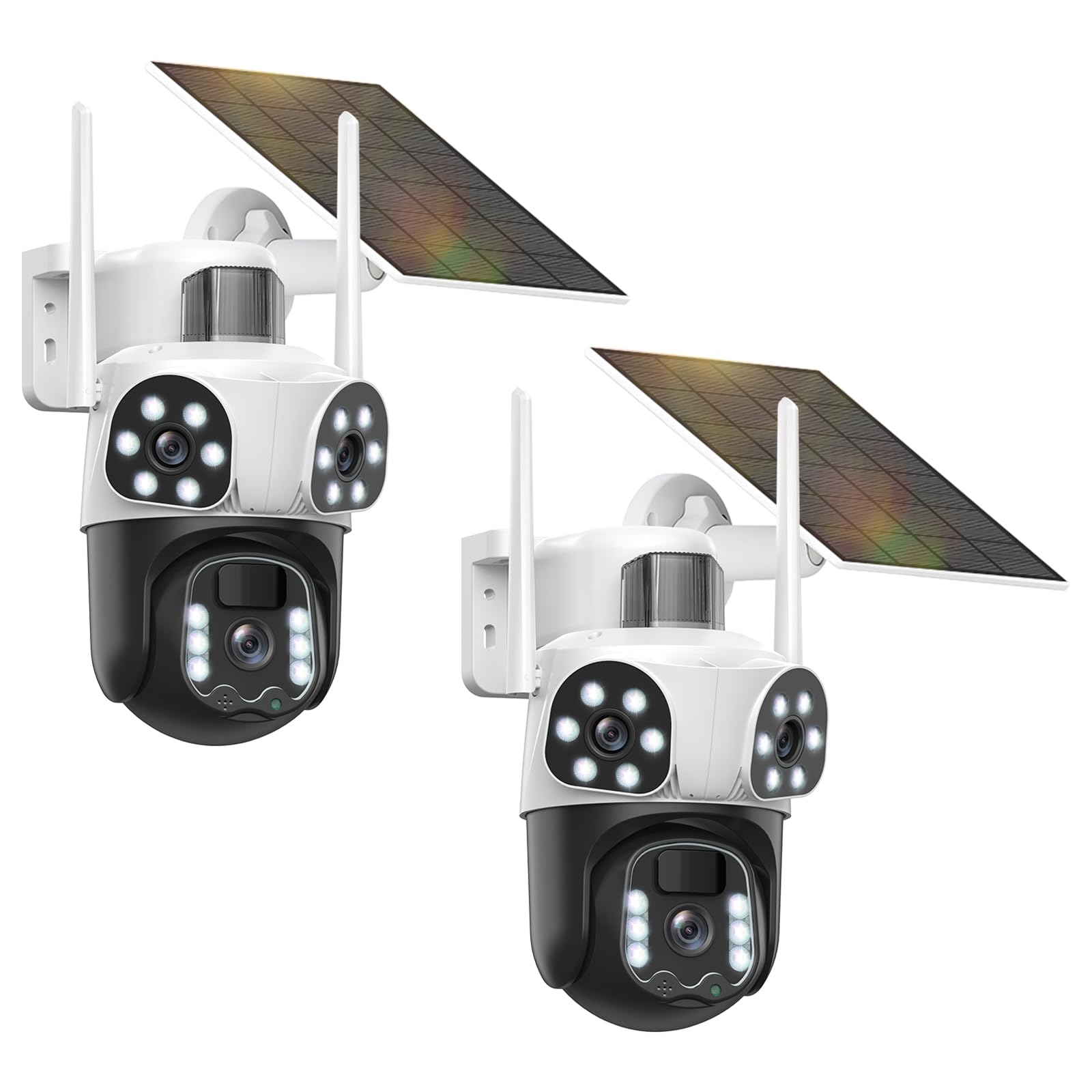 4K Cámara vigilancia WiFi exterior inalámbrica, triple lente/cámara solar/batería,seguimiento automático,360° PTZ seguridad en el hogar, visión Vocturne, audio bidireccional, sirena PIR, impermeable