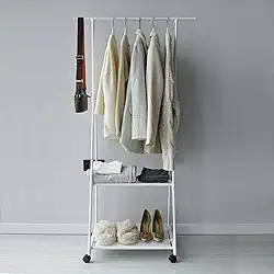 Arara Organizadora Cabideiro de Roupas Sapateira Prateleira Com Rodas