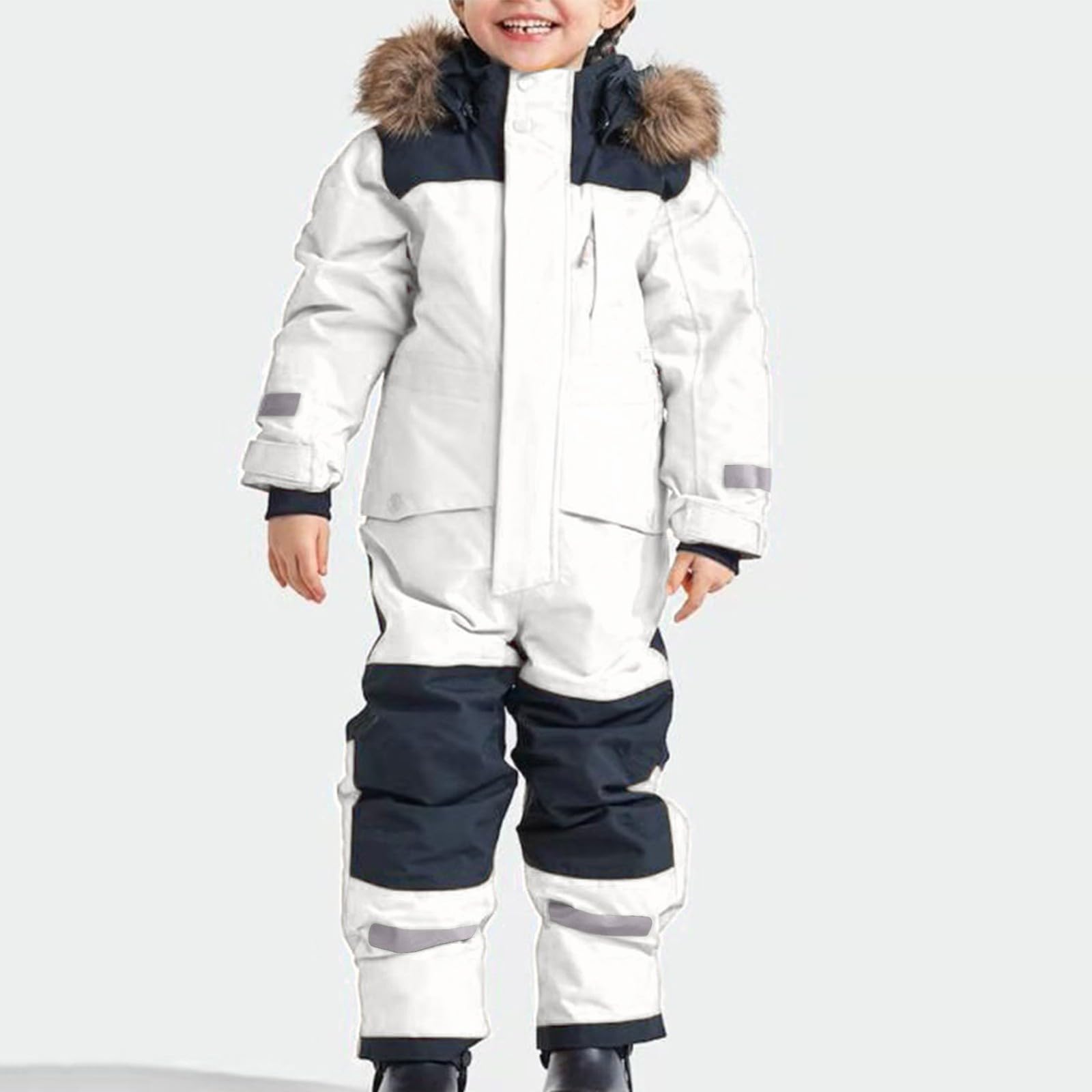 Generisch Tuta da neve per bambini e ragazzi, termica, invernale, calda, da neve, antivento, con tuta rimovibile in softshell