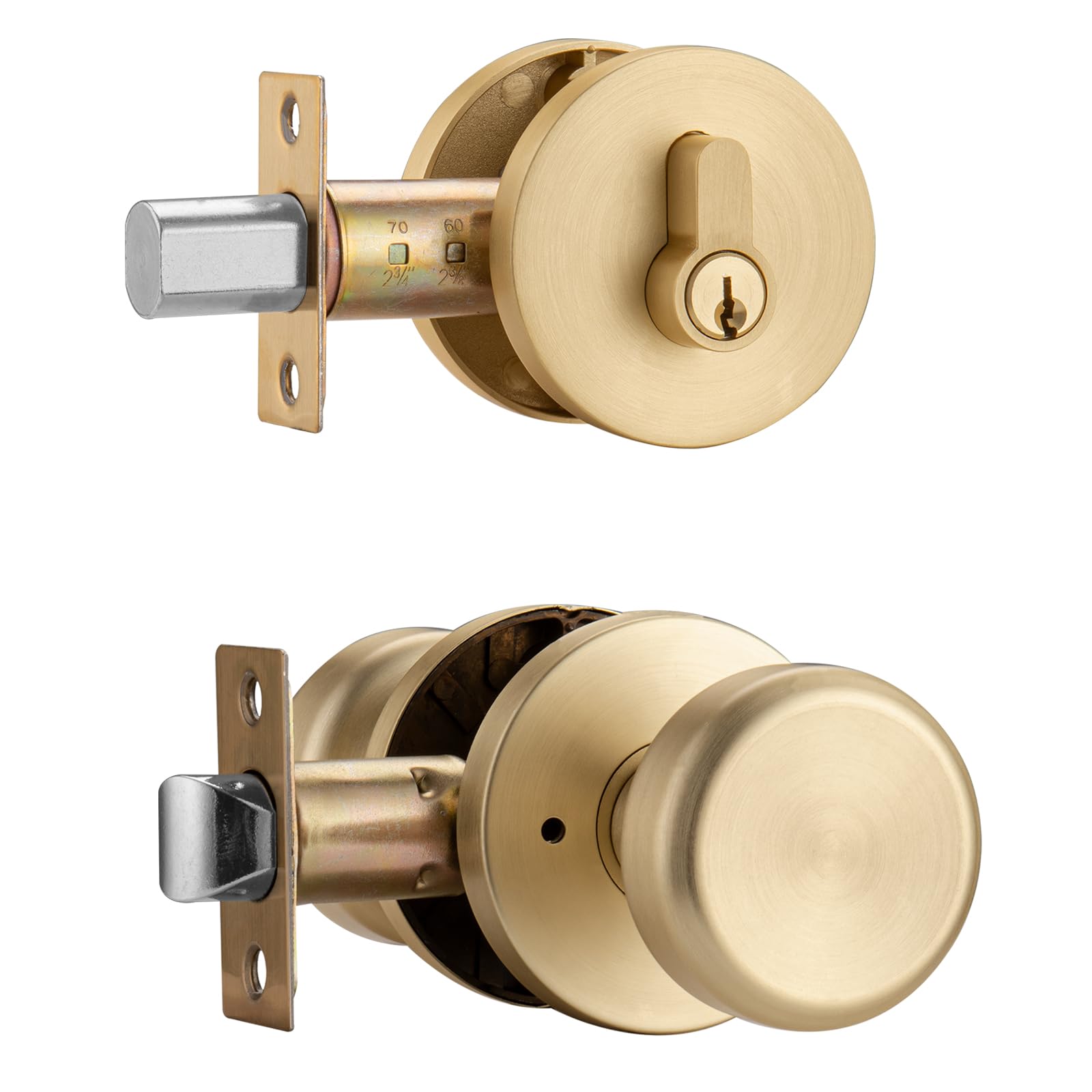 Brushed Gold Privacy Door Knob - Push Lock Design -10