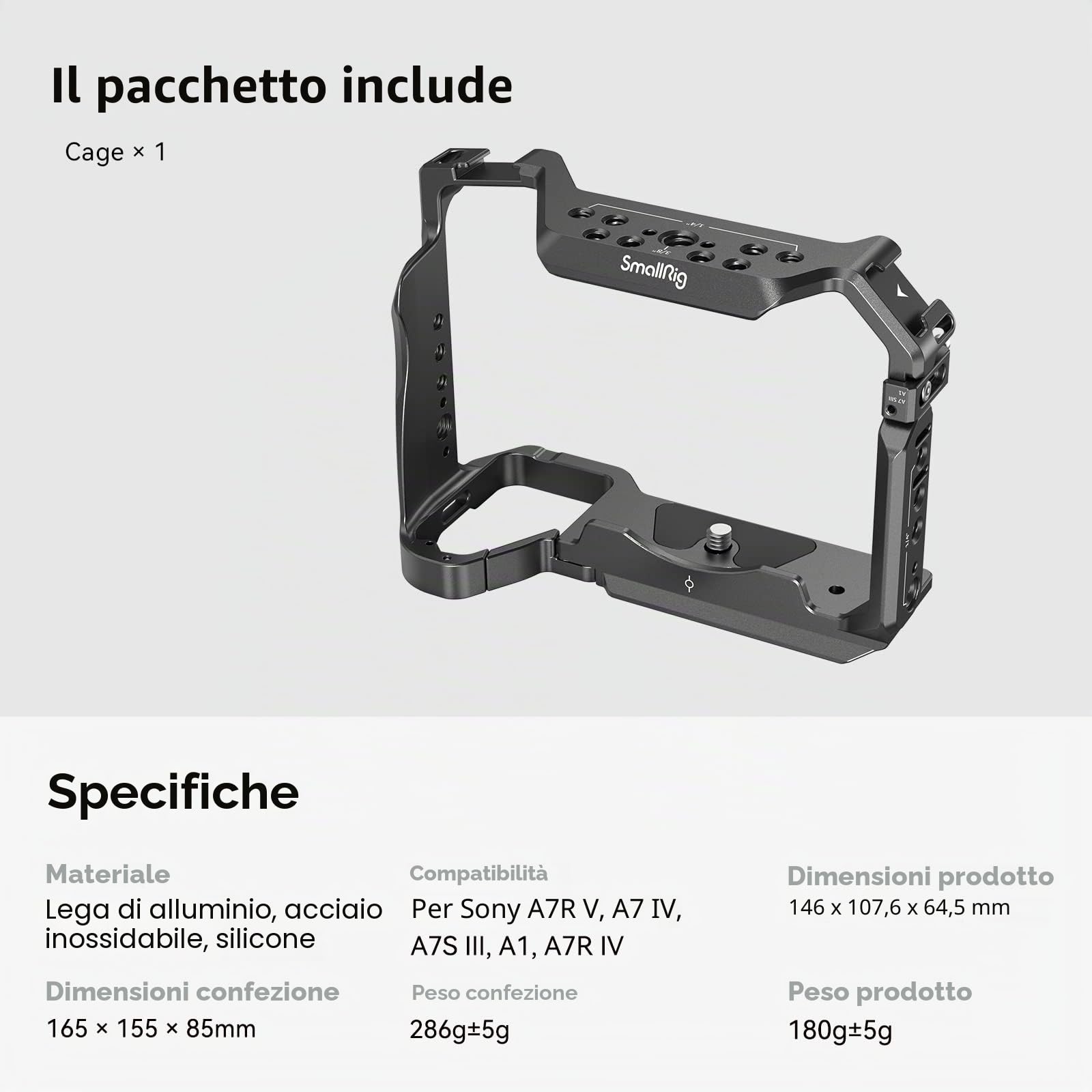 (Versione Aggiornata) SMALLRIG Cage per Sony Alpha 7R V/ 7 IV/ 7S III/ 1/ 7R IV - 3667C