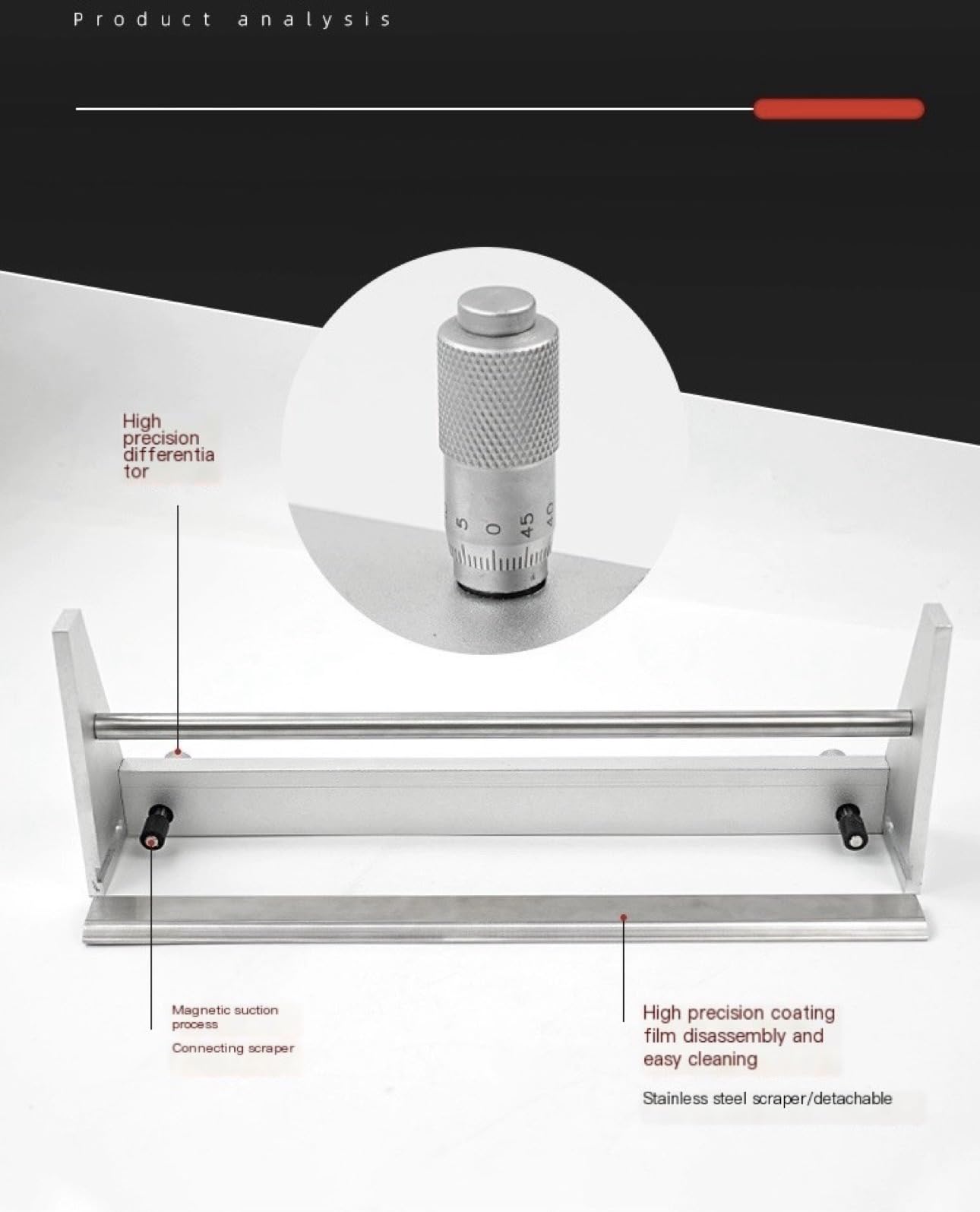 Regulowany aplikator powłoki ze stali nierdzewnej z mikrometrem(100mm)