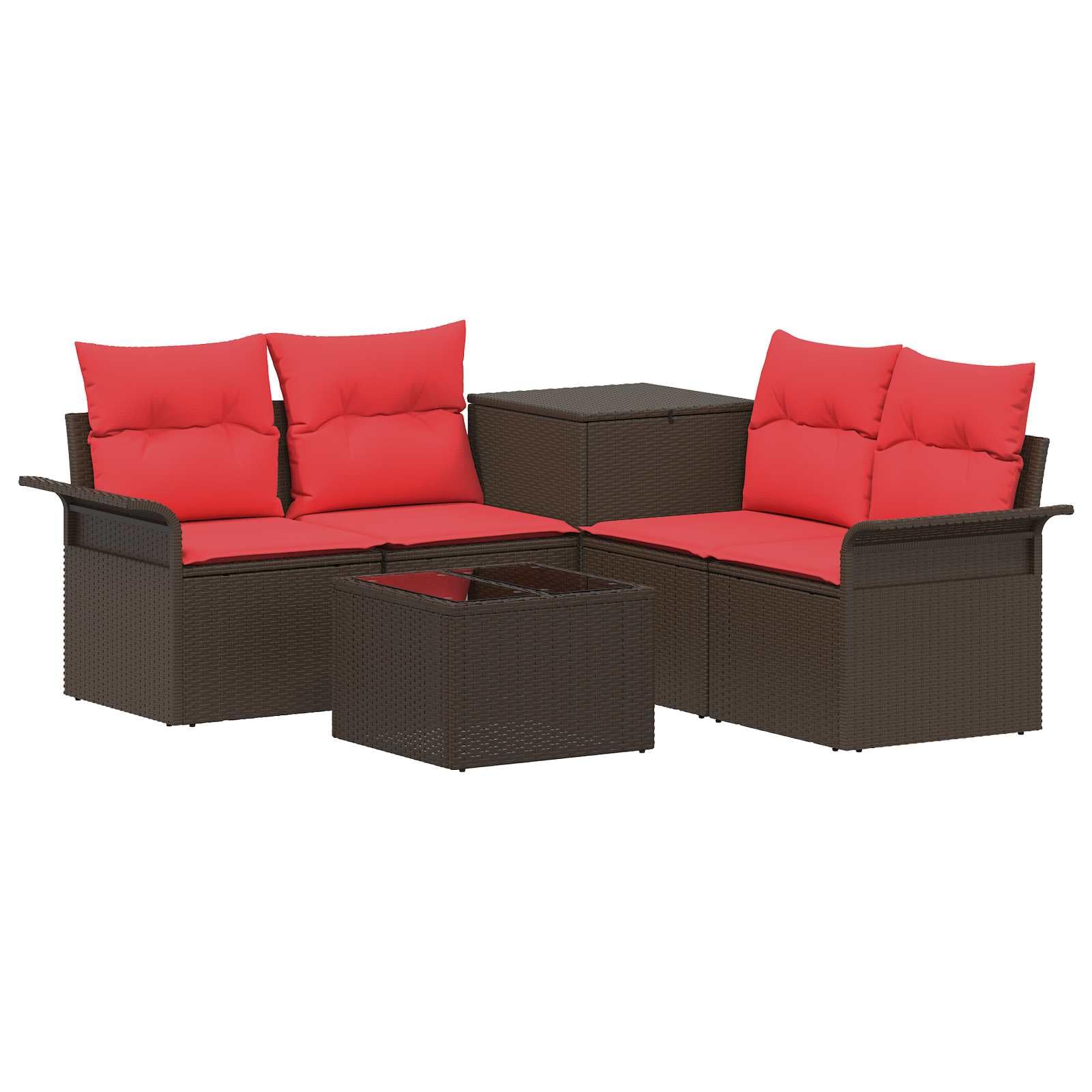Fengshui Sofa outdoorowa, zestaw 6 sztuk, brązowo-czerwony, ze stali polirattanowej