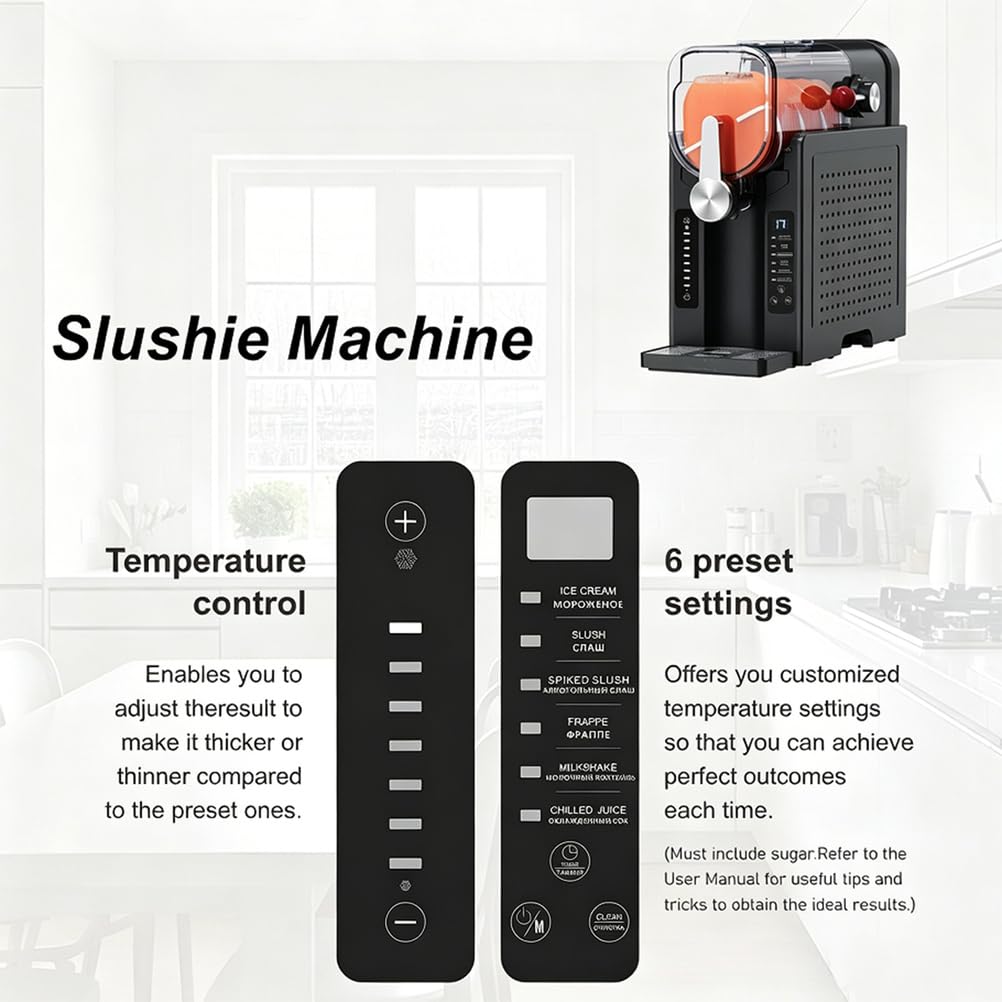 Macchina per granite domestica da 1,6 litri, senza bisogno di ghiaccio, con 6 programmi, display a LED, visualizzazione della temperatura in tempo reale, pulizia automatica e raffreddamento rapid