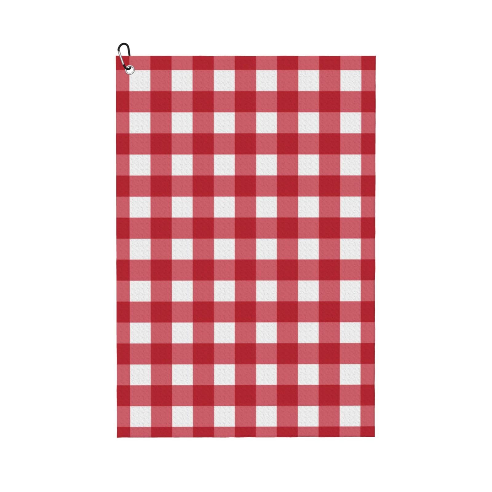 Hnnkloy Red Plaid Checkered Abstract, 16x24 in Portable Waffle Golf Towels with Carabiner Clip for Golf Bag