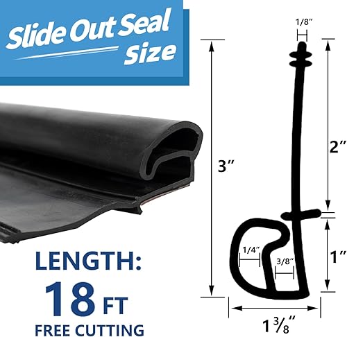 Miniatura 3 de Sello de goma deslizante para RV, sello RV de 2 pulgadas, base de sello de limpiaparabrisas con sello de bombilla EKD D de 1 pulgada (18 pies)