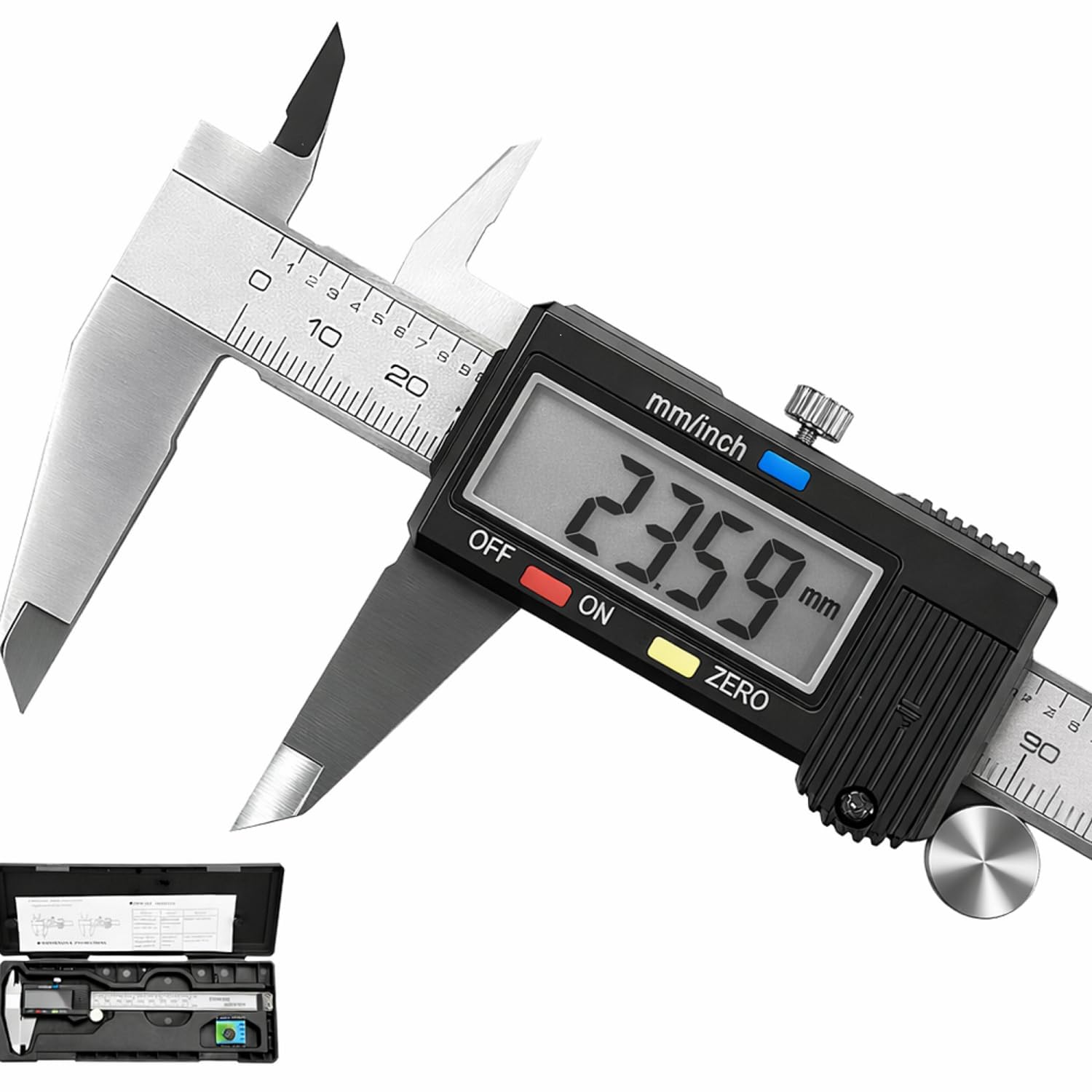 vernier calipers with large LCD screen electronic vernier caliper thickness measuring Tool 0-6 in/0-150 mm auto off featured. (a-150mm)-image-10