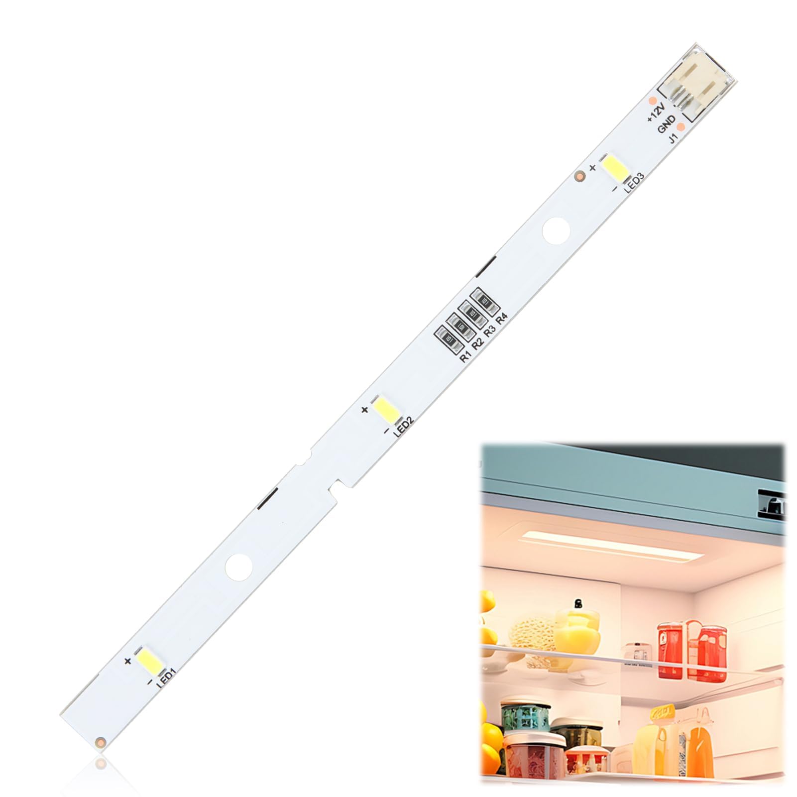 LED Light Bar & Cover for RONGSHENG/HISENSE Refrigerator, LED Strip Light E349766 MDDZ-162A 1629348 DC12V 2W,Fridge Light Compatible Replacement Part