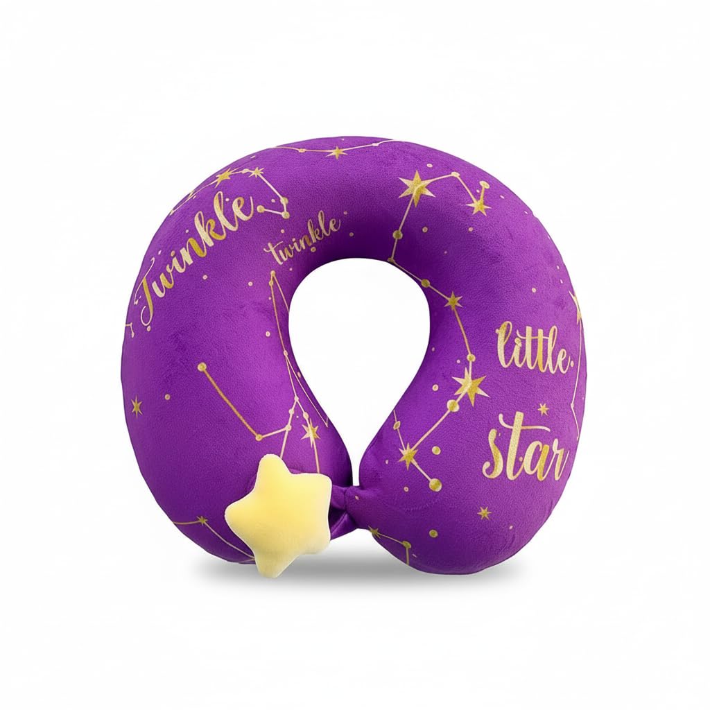 Moon Star Series Memory Foam U-Shaped Neck Pillow (Purple)-image-7