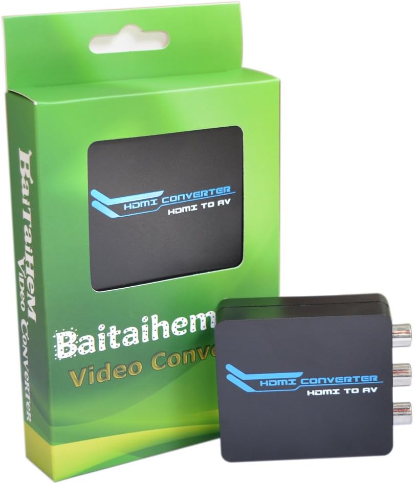 Baitaihem 1080P HDMI to AV Composite RCA CVBS Video + Audio Signal Converter for PC Laptop PS3 PS4 VHS VCR DVD Xbox