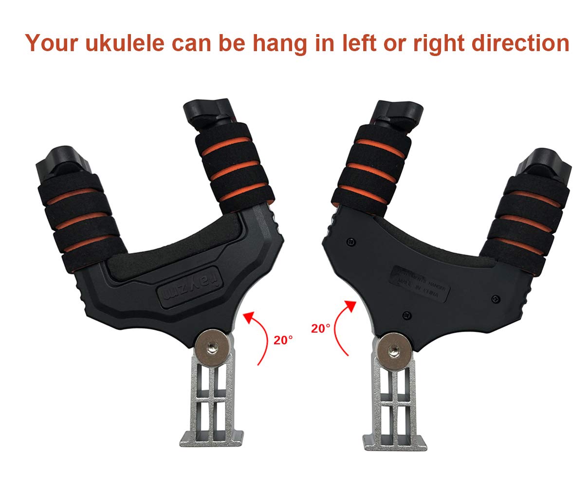 Rayzm Colgador de Ukelele, Soporte Ukelele de Pared Plano, Gancho de Metal de Sujección Resistente para Ukeleles, Mandolinas y Banjos, Sin Auto-Lock (S)