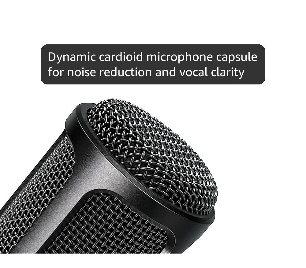 FIFINE XLR Dynamic Microphone, Vocal Podcast Microphone with Cardioid Pattern, Studio Metal Mic for Streaming Voice-Over Dubbing Video Recording, Black-K669D