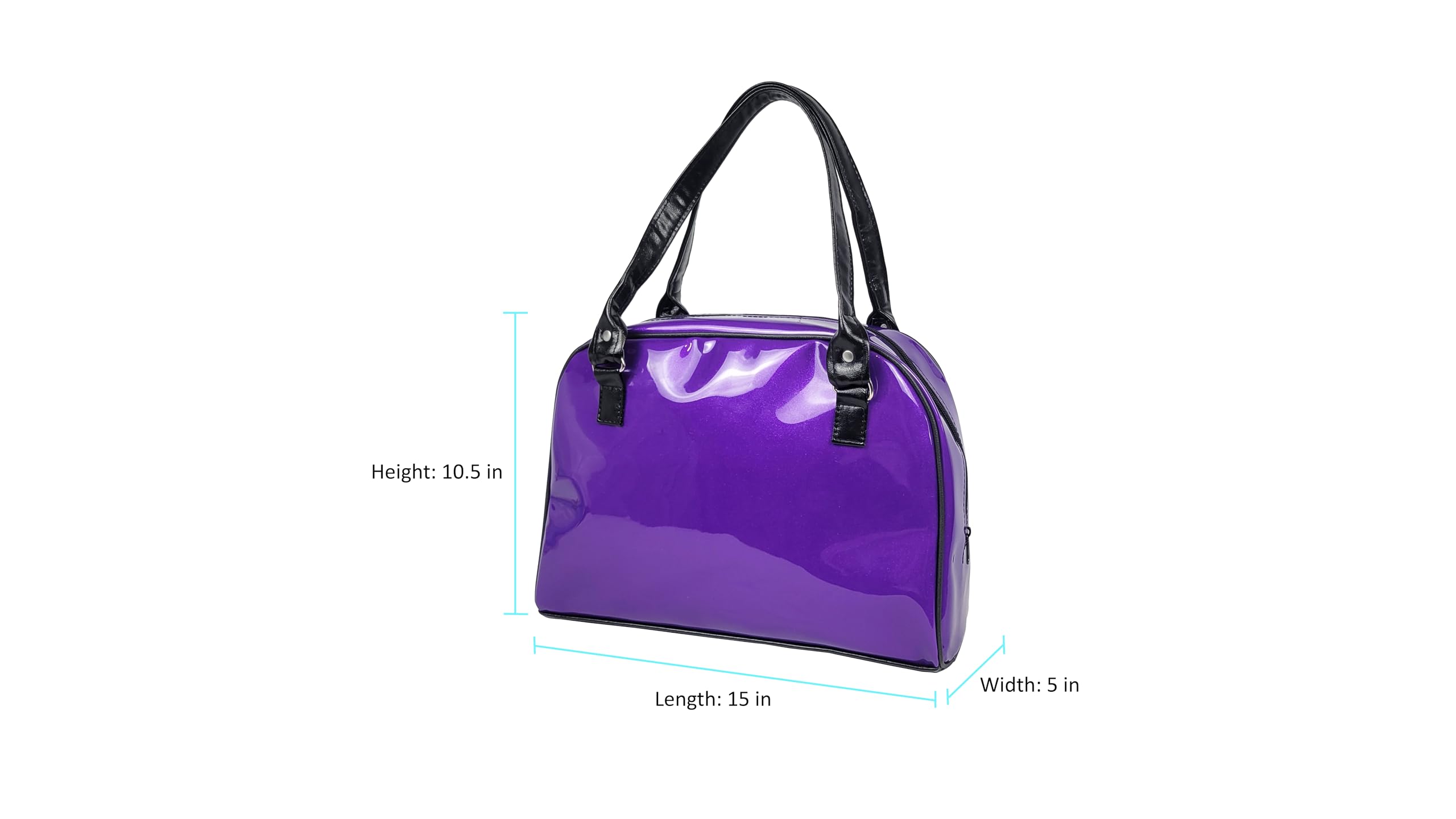 Faux Patent Leather Bowler Bag (Purple)