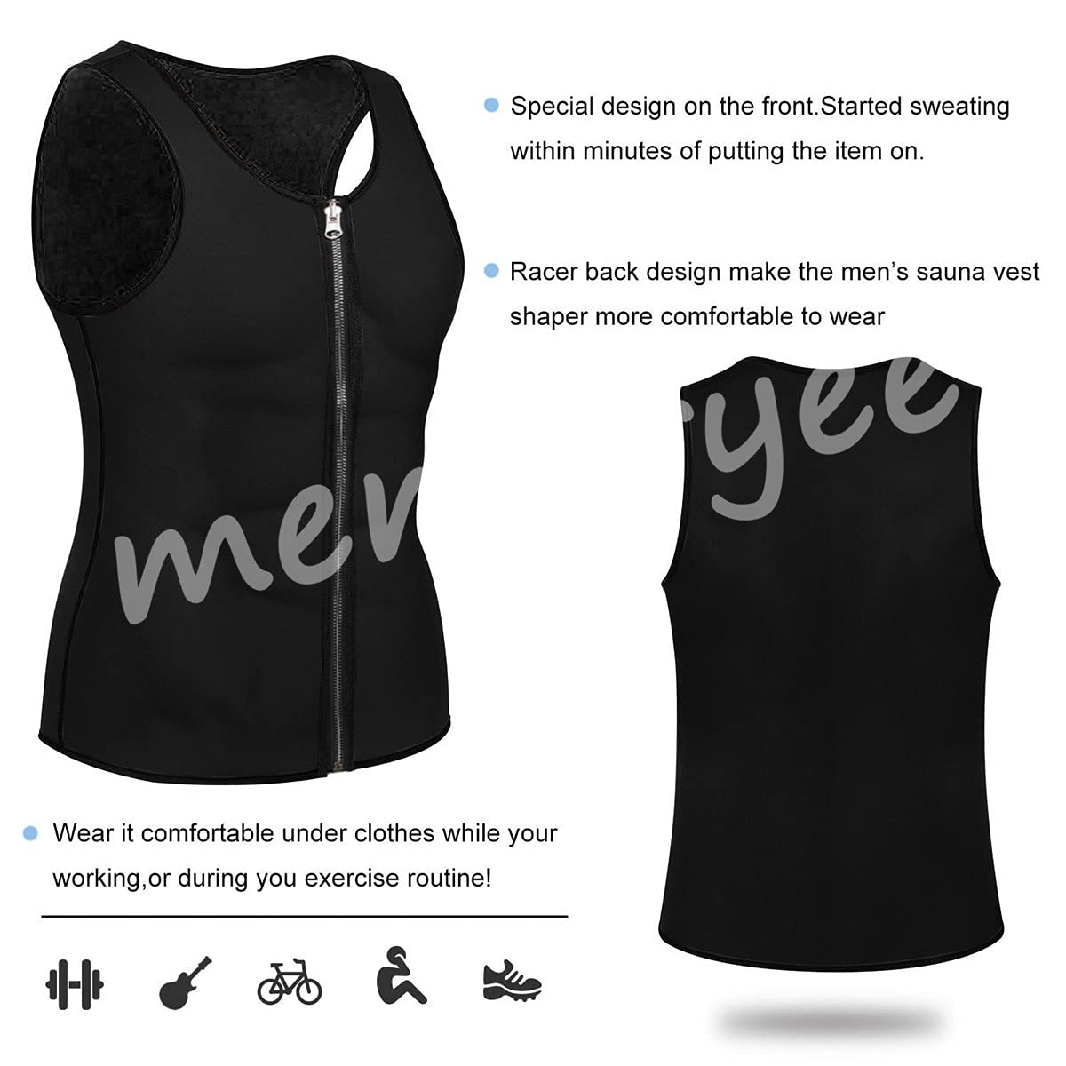 Memoryee Gilet Neoprene Body Shaper Tuta Sauna Allenamento Fitness Uomo