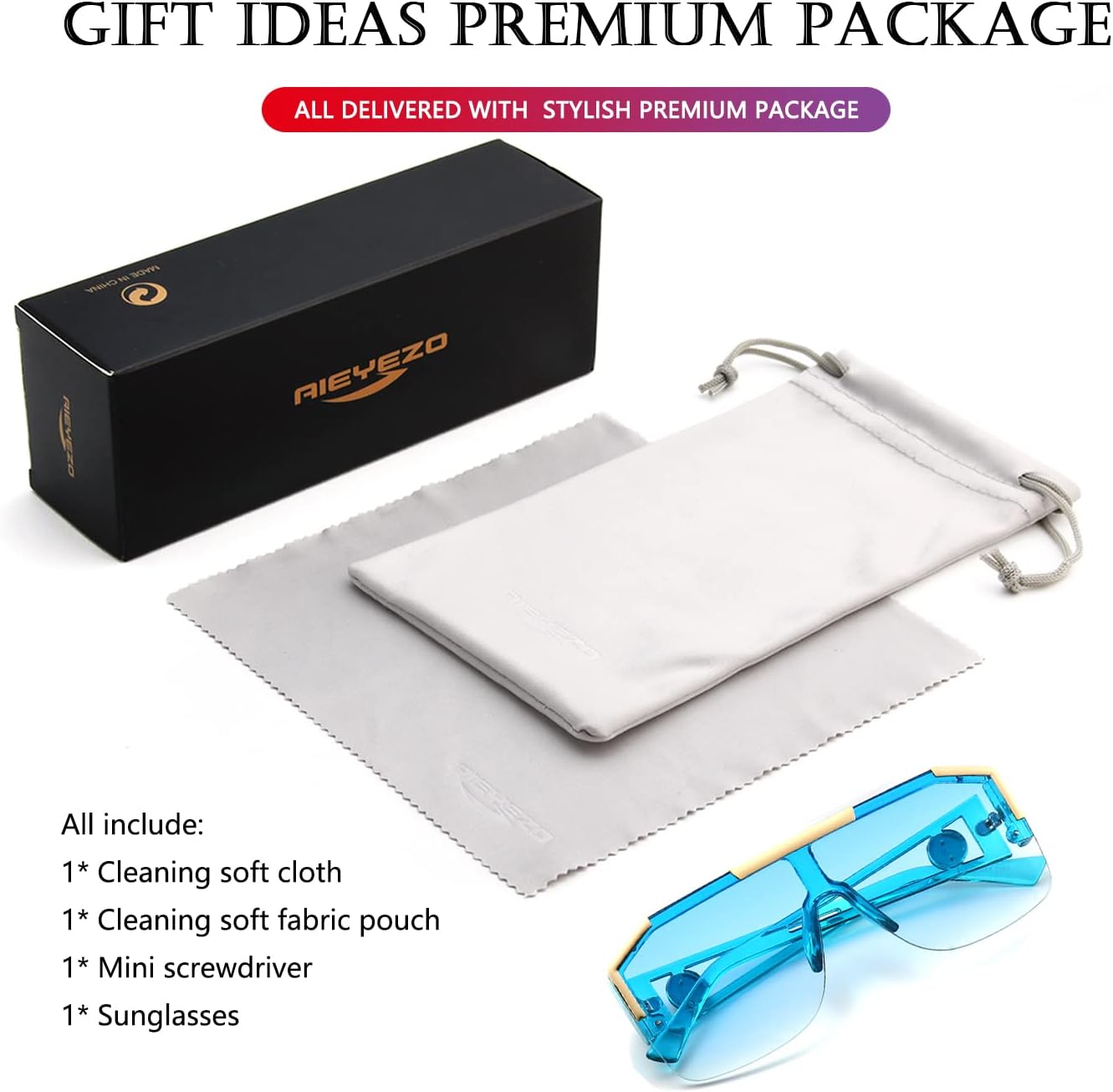 AIEYEZO Square Oversized Sunglasses Flat Top Shield Sun Glasses for Men Women One Lens Square Shades - Image 7