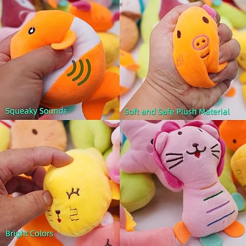 Miniatura 2 de Paquete de 27 juguetes chirriantes para cachorros, diferentes diseños, juguetes chirriantes para mascotas, lindos juguetes de peluche a granel,