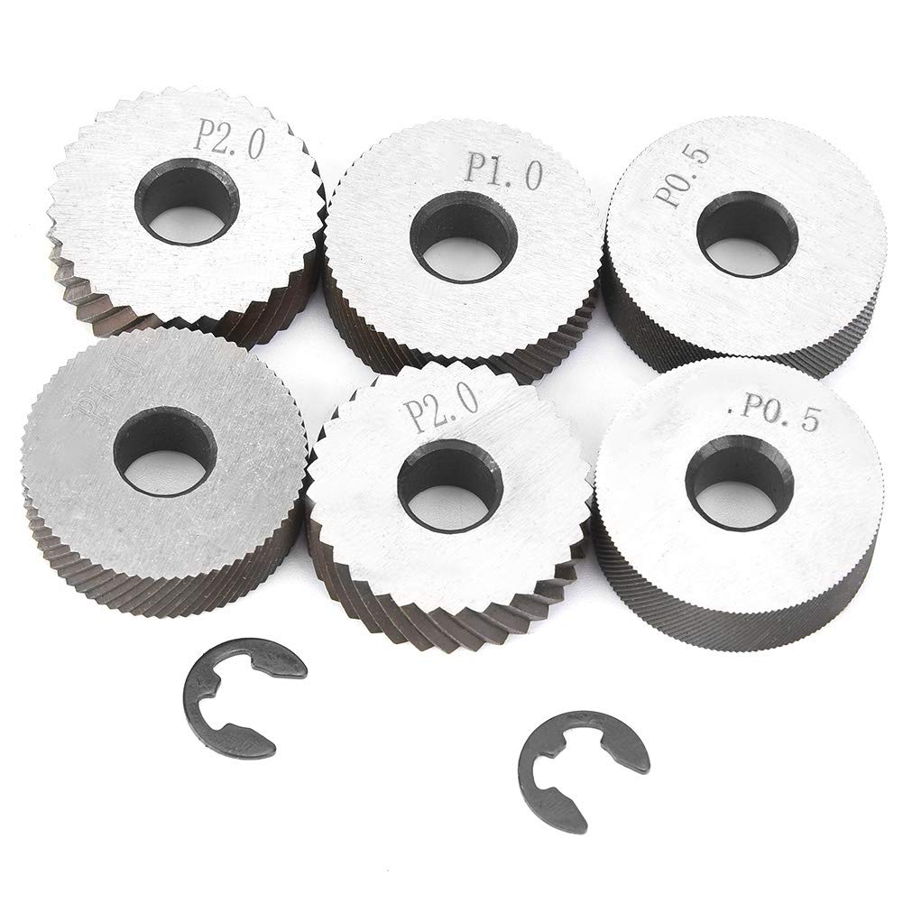 Artillery Outil De Moletage,7 Pièces Outils De Tournage De Tour En Acier,Ensemble D'outils De Moletage De Molettes Linéaires à Double Roue Diagonale De 0.5/1/2 Mm Pour Tour A Metaux