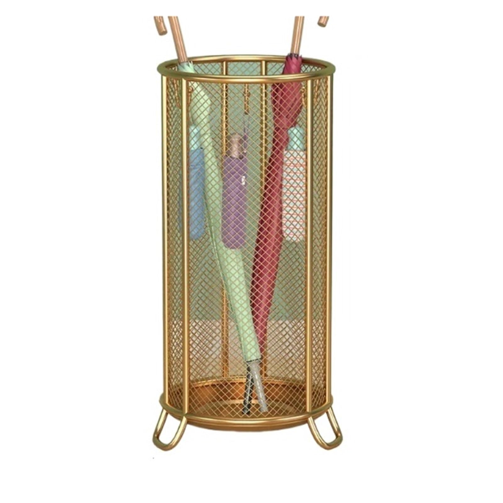 Z4T8M2K6G5 Umbrella Holder Wrought Iron Umbrella Stand: Rust-resistant Mesh Design, Breathable And Allows For Smooth Drainage(Gold,Small)