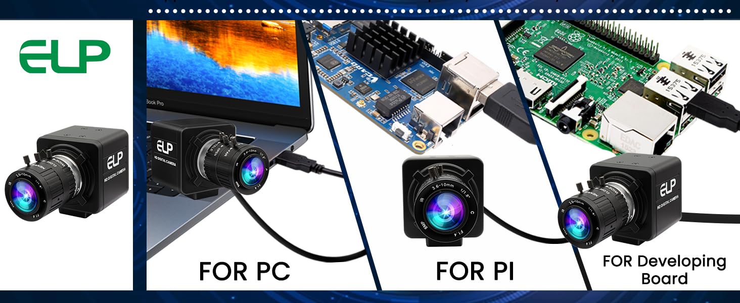 ELP Webcam con zoom manuale da 12 MP USB per computer 1080P 120fps Messa a fuoco variabile Lightburn Camera ad alta velocità 3.6-10mm Zoom 3X USB2.0 PC Cam Varifocal USB Security Webcam per