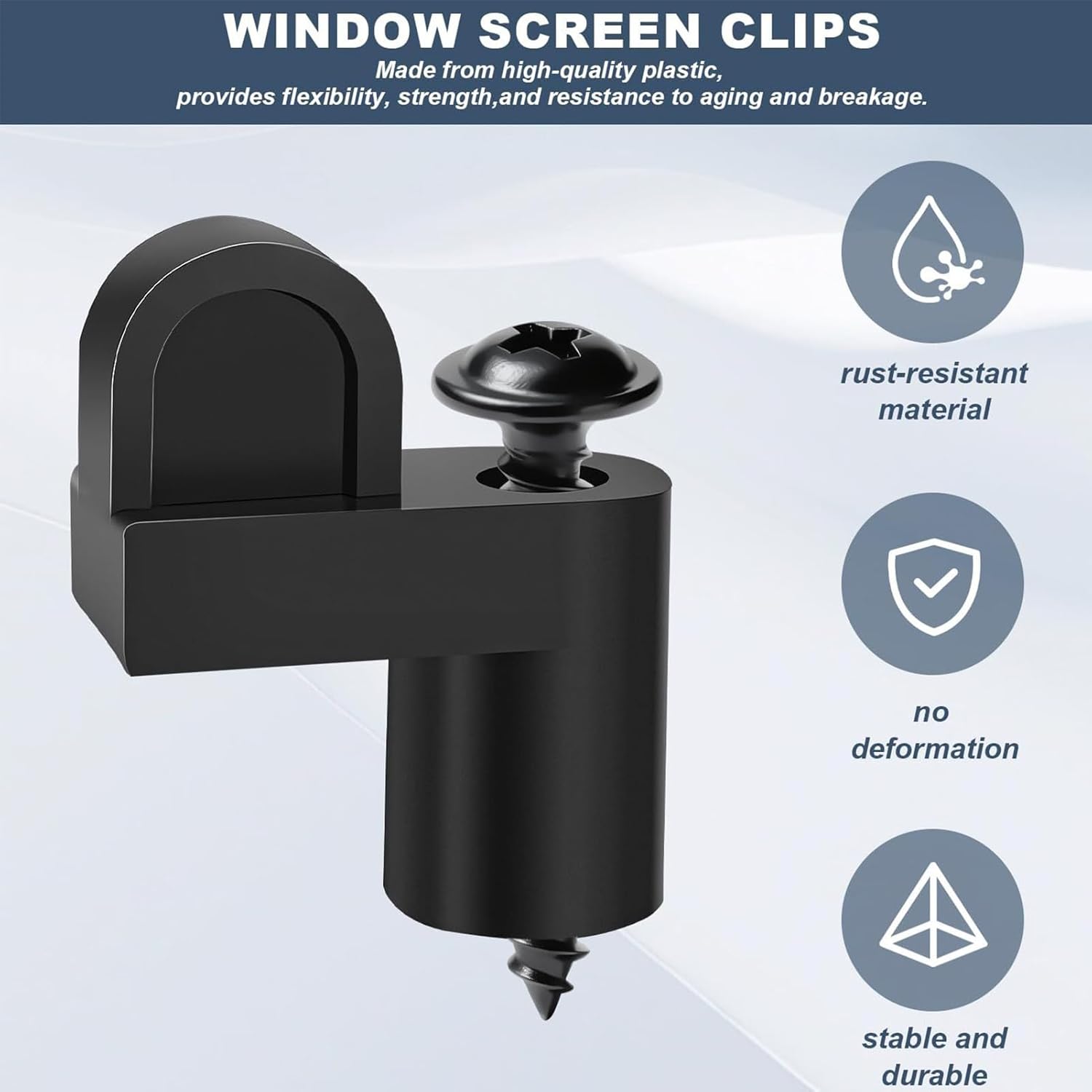 Screen Clips - 12 Pack Sturdy Frame Fixing Fasteners, Storm Proof Fixing Clips for Window Screens | Dorm Room, Office, Apartment, Bedroom, Living Room