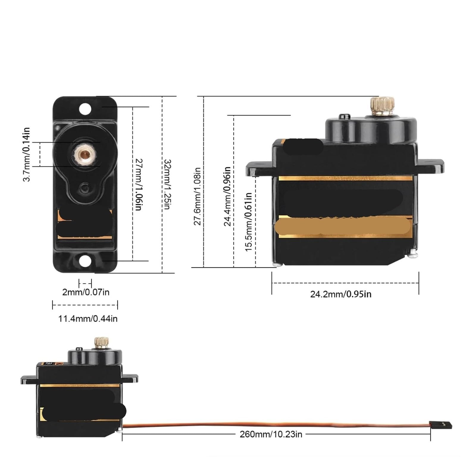 1-8 pezzi ES08MA II 12g Mini 15T Servomotore simulato con ingranaggi in metallo(1PCS ES08MA II)