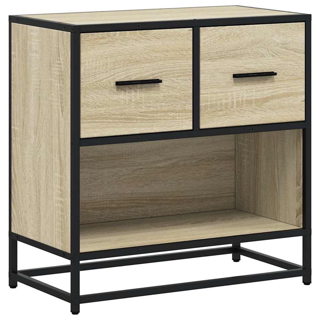 Table de Chevet Chêne Sonoma en Bois d'Ingénierie et Métal Stable
