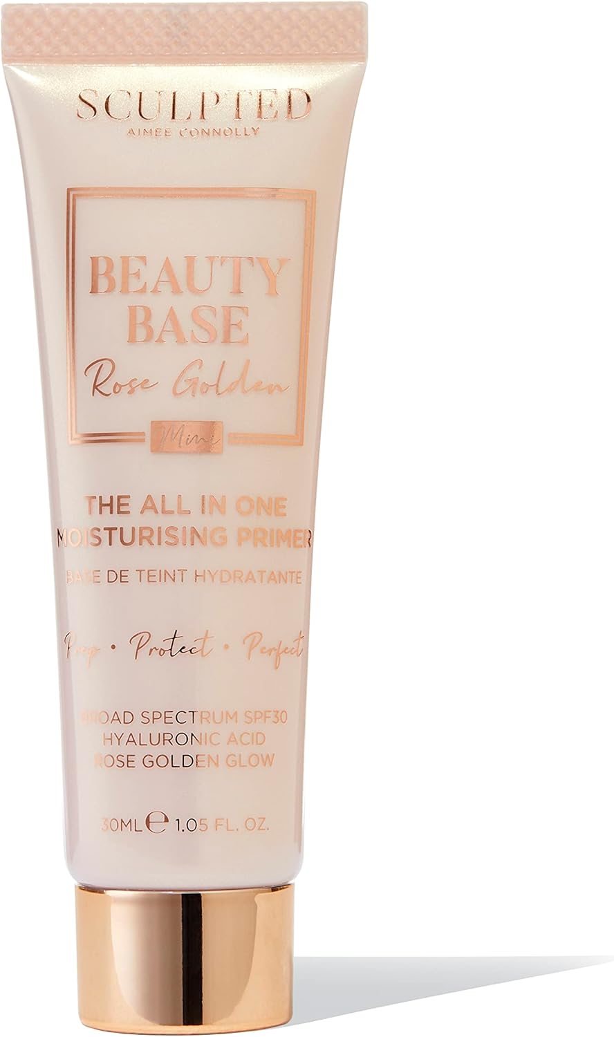 Beauty Base Mini Rose Golden 3-in-1 Primer from Sculpted by Aimee (Rose Golden) – 30ml Travel-Friendly, Moisturising Primer with SPF 30 – Prep, Protect & Perfect your Skin