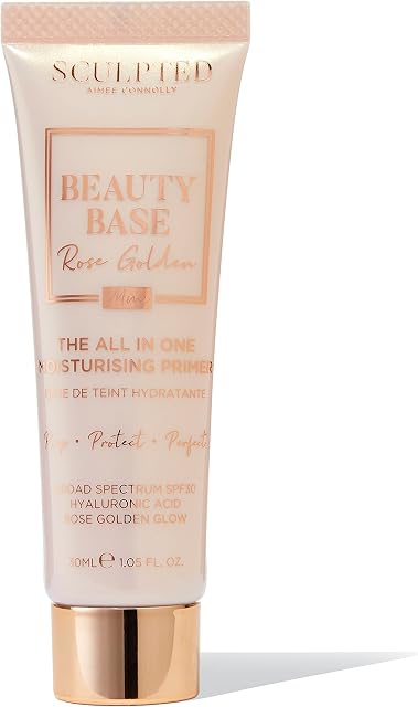 Beauty Base Mini Rose Golden 3-in-1 Primer from Sculpted by Aimee Connolly - 30ml Travel-Friendly, Moisturising Primer with SPF 30 - Prep, Protect & Perfect your Skin