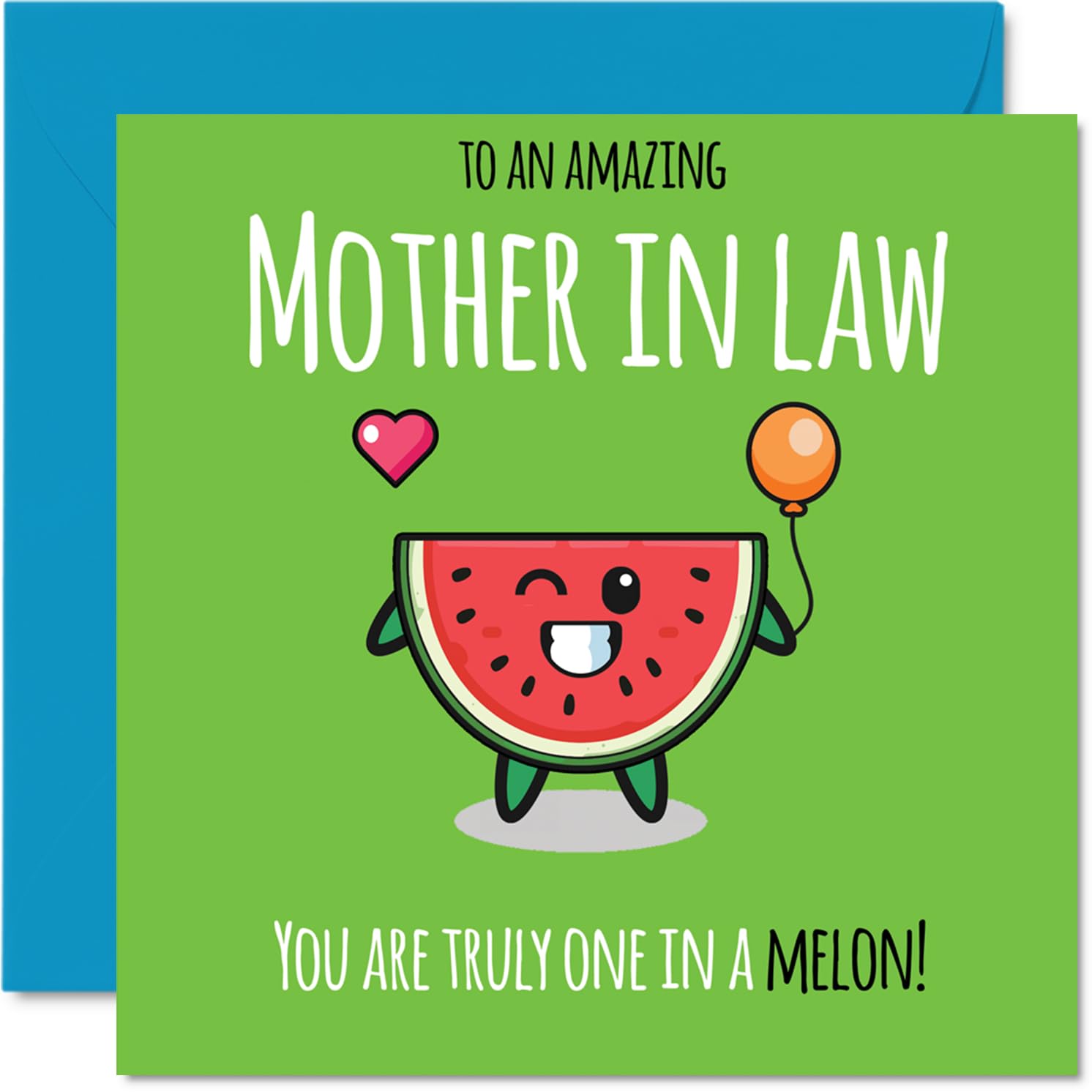 Mother in Law Birthday Card - One In A Melon - Happy Birthday Card for Mother in Law from Son Daughter, 145mm cute melon Bday Greeting Cards