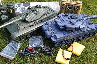 2.4GZ LARGE INTERACTIVE GERMAN ARMY BATTLE TWIN TANK RADIO REMOTE CONTROL INFRARED 1:28