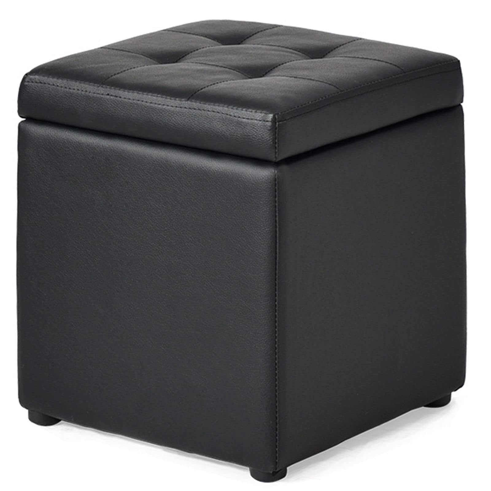 Pouf repose-pieds beige en tissu | Tabouret de salon carré rembourré