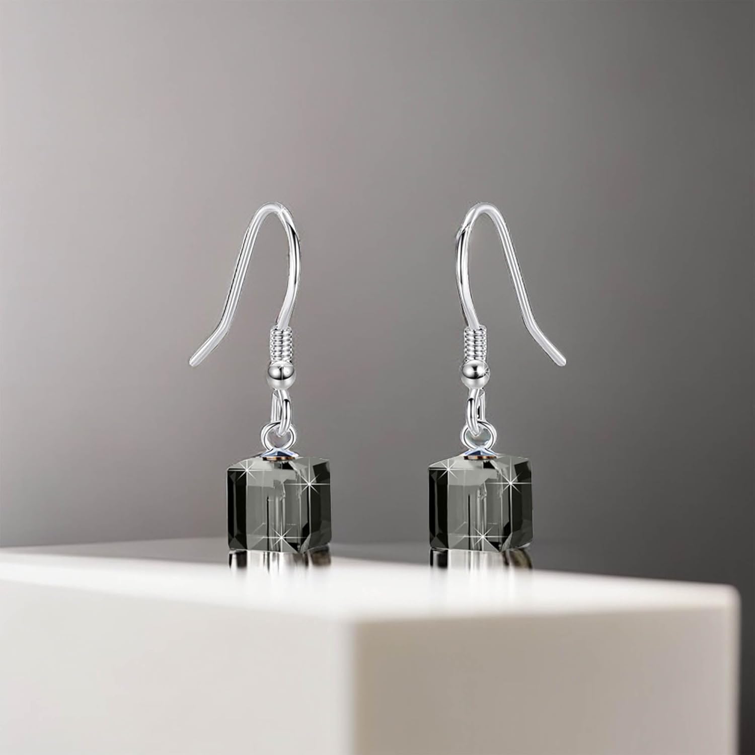 Austrian Crystal Cube Drop Dangle Earrings for Women Fashion 14K Gold Plated Hypoallergenic Jewelry - Image 3