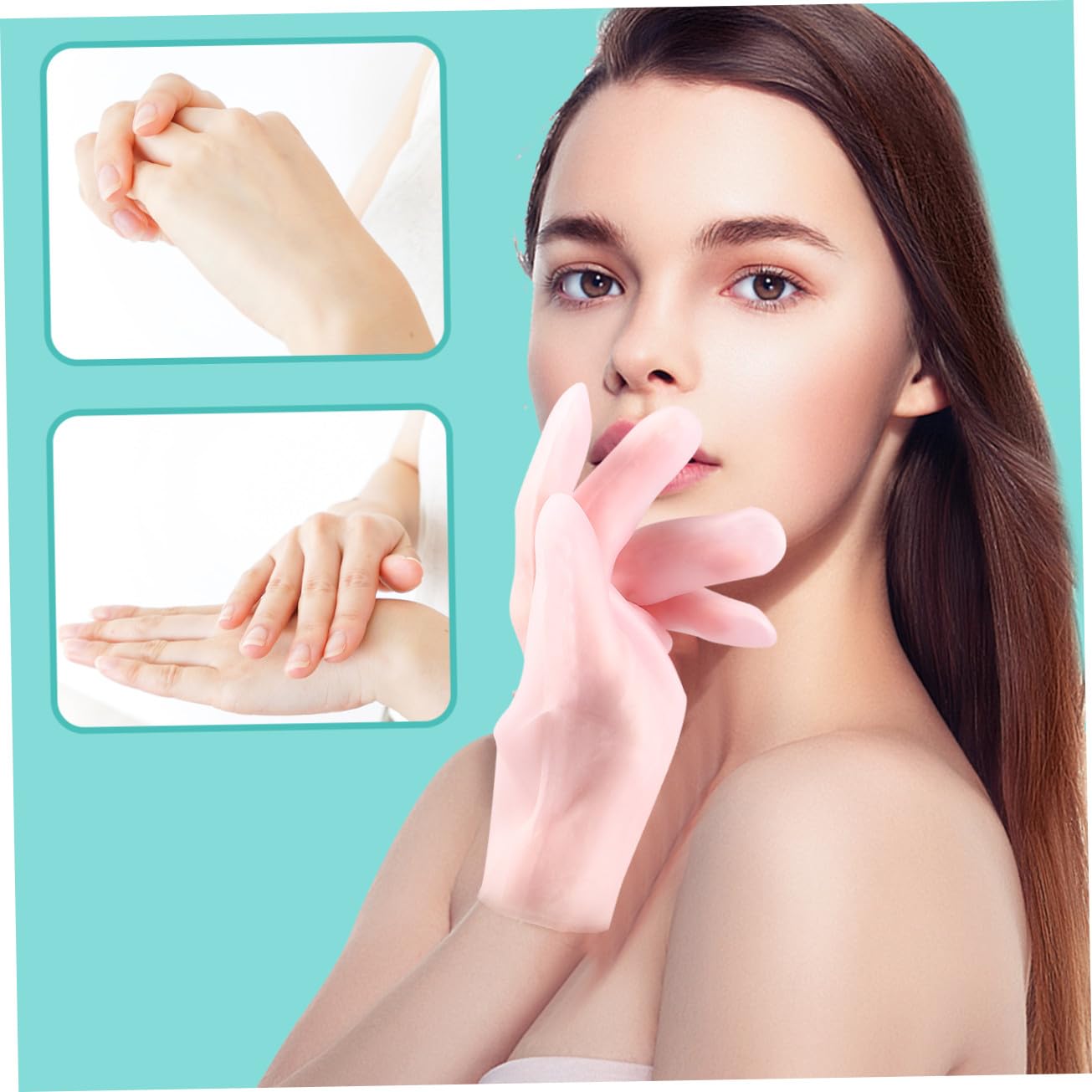 2 pares de guantes hidratantes para el cuidado de las manos, guantes de algodón, exfoliantes para mujer, guantes suavizantes, guantes de spa de gel rosa, sebs, cosméticos,