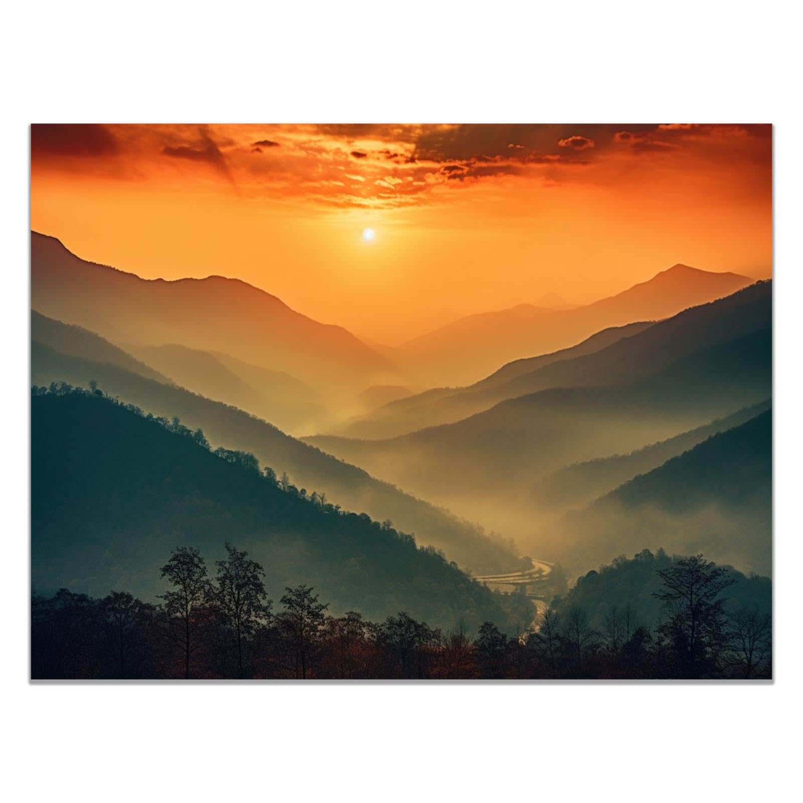 Amazon.co.jp: JOSUE 山 絵画 夕焼けの風景 キャンバス アート