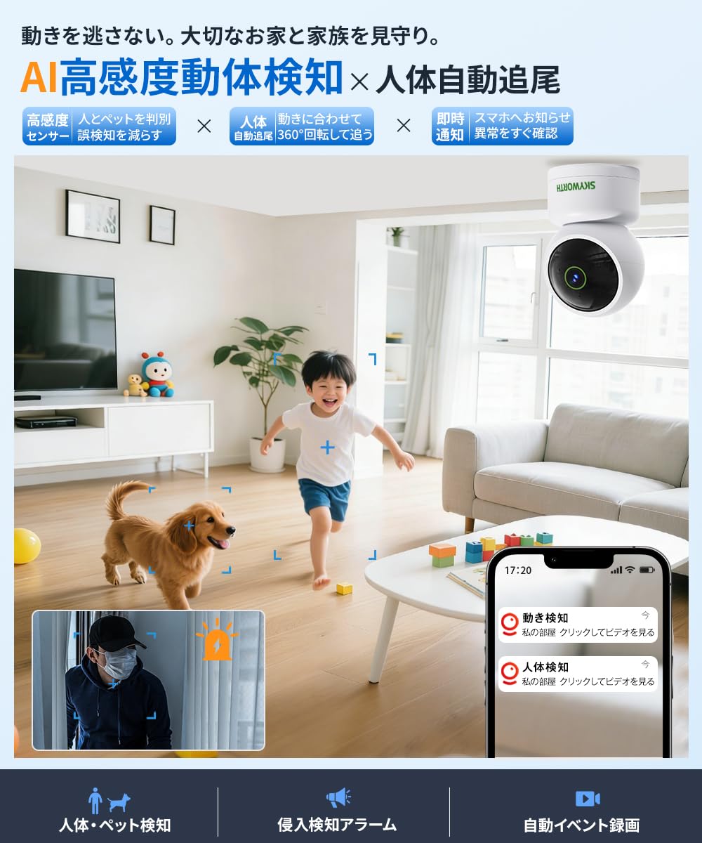 Amazon.co.jp: 【2026改良型・400万画素】Skyworth ペットカメラ