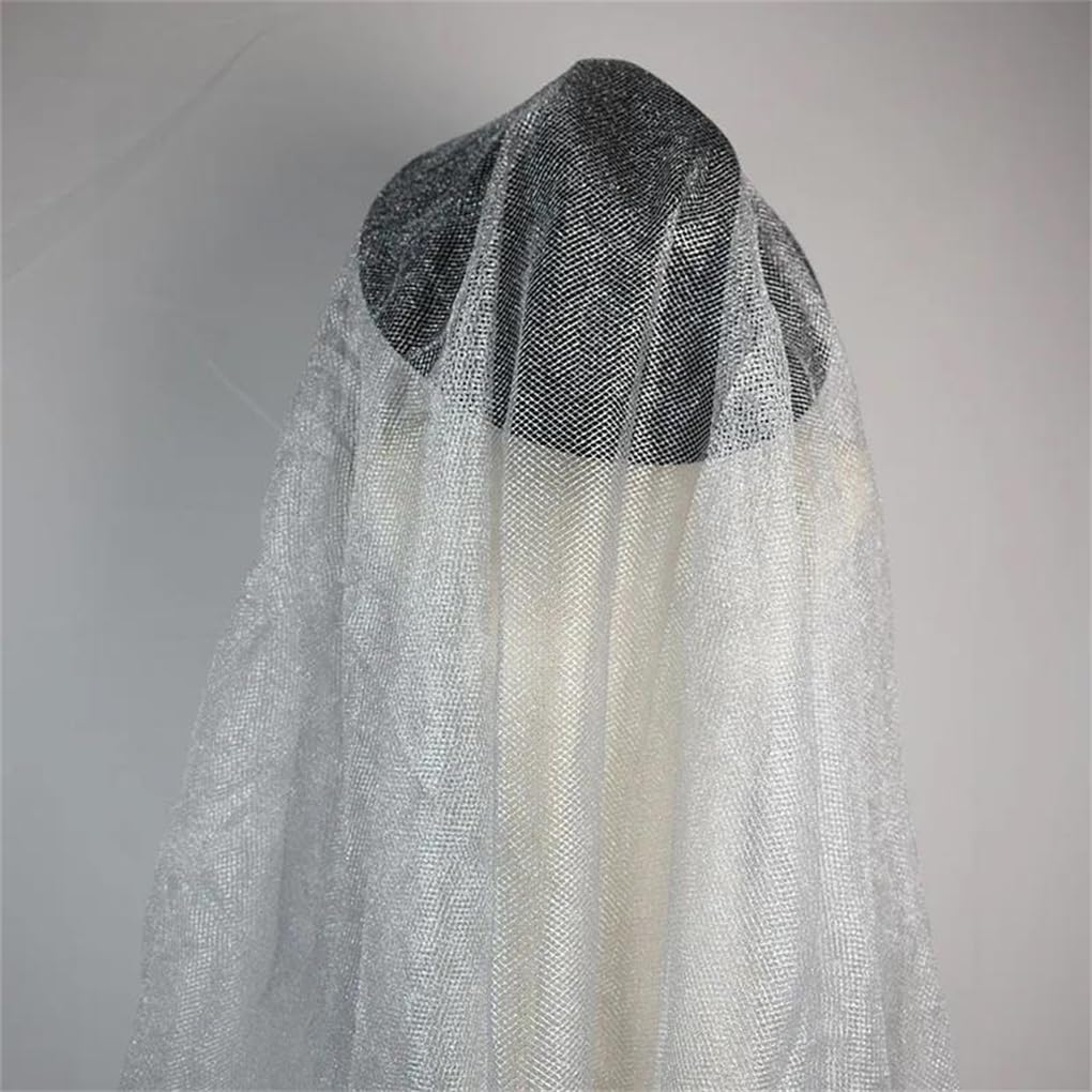 Tejido de malla elástica, Tela de costura gris plata y oro la tela malla que hace punto deformación los 90x135cm for el vestido(Gray Silver)