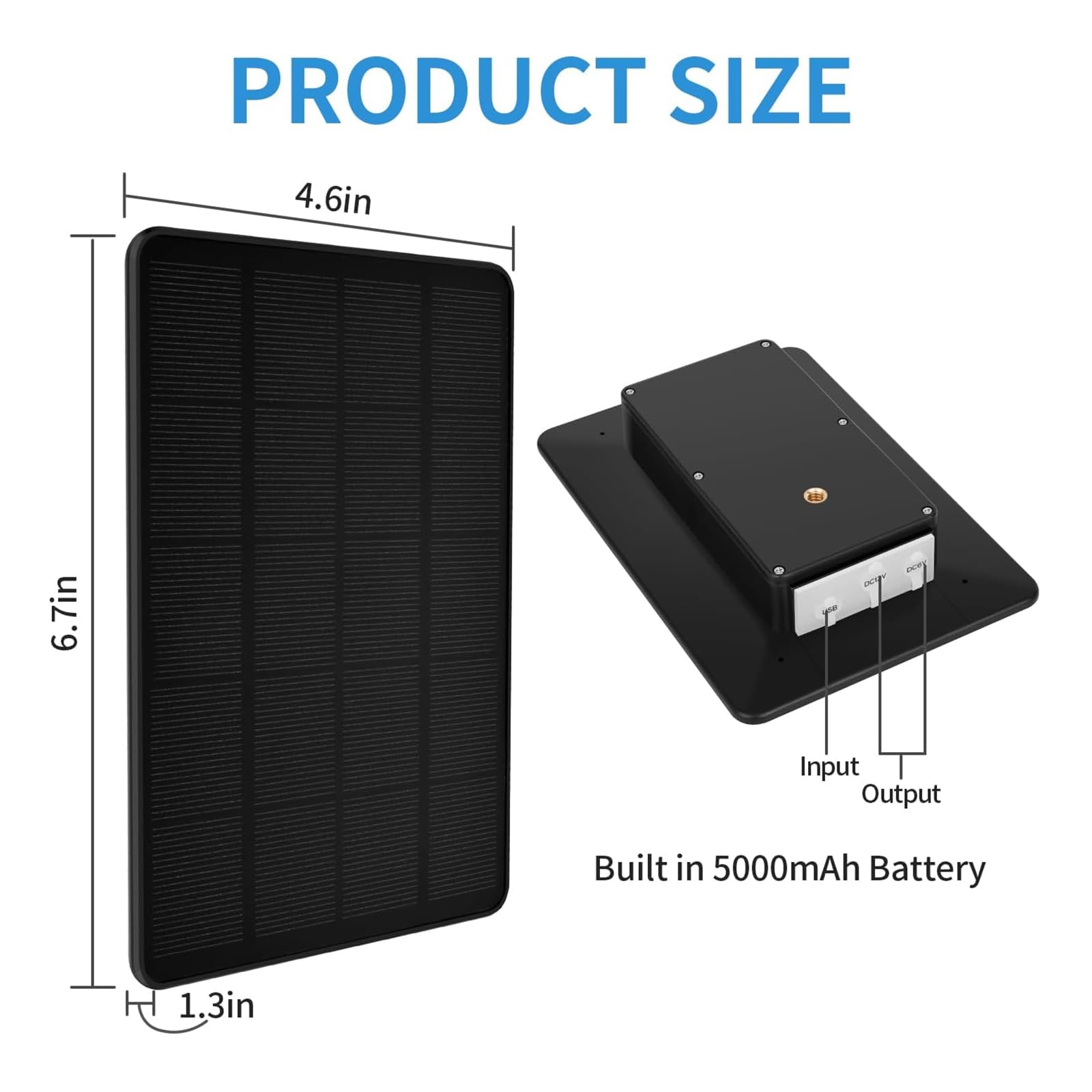 Pannello solare per fotocamera da sentiero, kit caricabatterie solare uscita 12V/1A 6V/1.5A con batteria al litio ricaricabile integrata da 5000 mAh, kit di alimentazione portatile impermeabile per