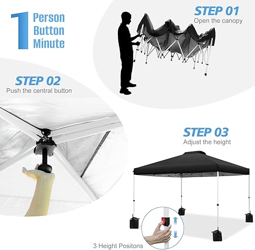 Miniatura 2 de WEIZE Tienda de campaña desplegable de 10 x 10 pies, configuración a presión de 1 botón, refugio portátil instantáneo, altura ajustable, bolsa con