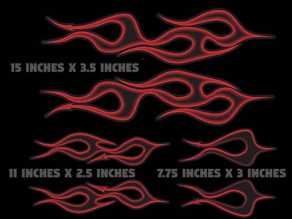 Flame Decals - Devil's Tails - Demon Red - 6pc Set for Harley Davidson Honda Yamaha Suzuki Kawasaki Motorcycles Sportster Dyna Softail Shadow Vulcan Boulevard Indian