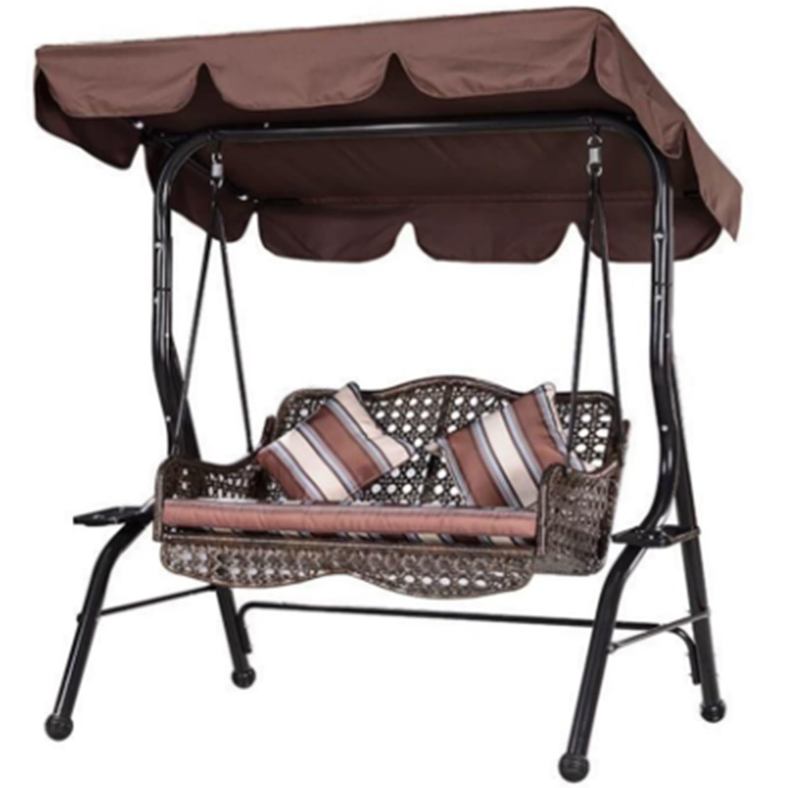 Tettuccio per Dondolo Tetto di Ricambio per Dondolo da Giardino, in Tessuto Oxford 420D, Resistente, Universale, per Sedia a Dondolo da Giardino a 2/3 Posti(Coffe,3 Seater:75x52x6in)