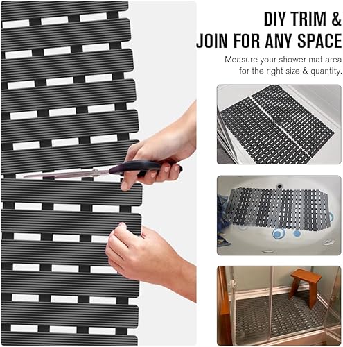 Miniatura 4 de MBOSS Tapete de ducha antideslizante para bañera, tapete de baño para ducha, tapete de baño antideslizante con orificio de drenaje y ventosas