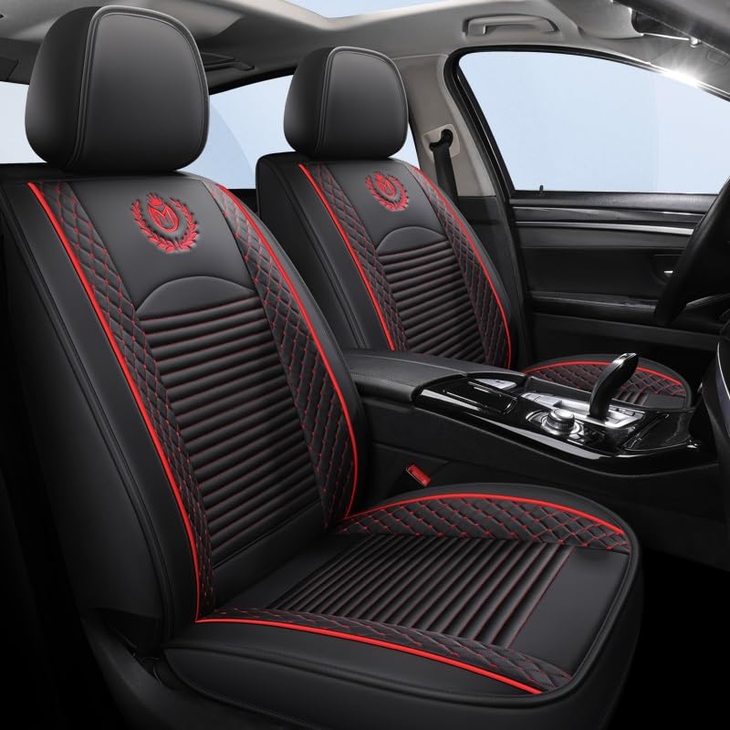 Housse de siège auto universelle en cuir PU noir et rouge pour protection d'habitacle