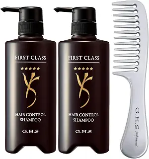 G.H.S(ジーエイチエス） ファーストクラス ヘアーコントロールシャンプー 500mL×2本＋プラチナコームセット | 日本製 プロ仕様 ハリツヤ美髪へ導くコラーゲン泡で贅沢な洗い心地 世界的 ヘア&メイクアップアーティスト 七條慶紀 GHS 75382_n