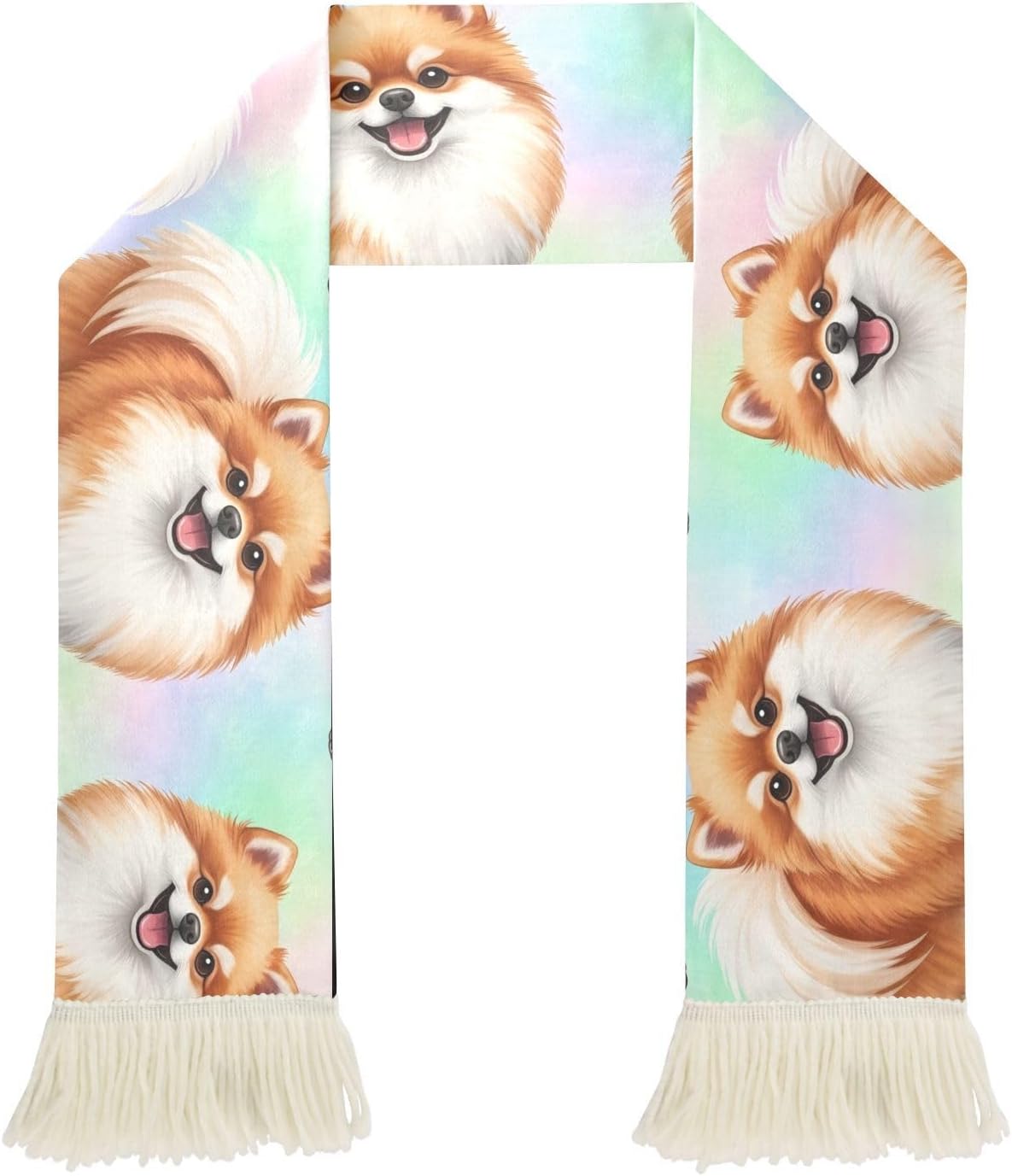 CHIFIGNO Cute Dogs Pastel Sports Fan Scarf for Soccer Games, Quick Dry Polyester Towel Scarf, Soft Printed Wrap, Match Day Cheer Accessory