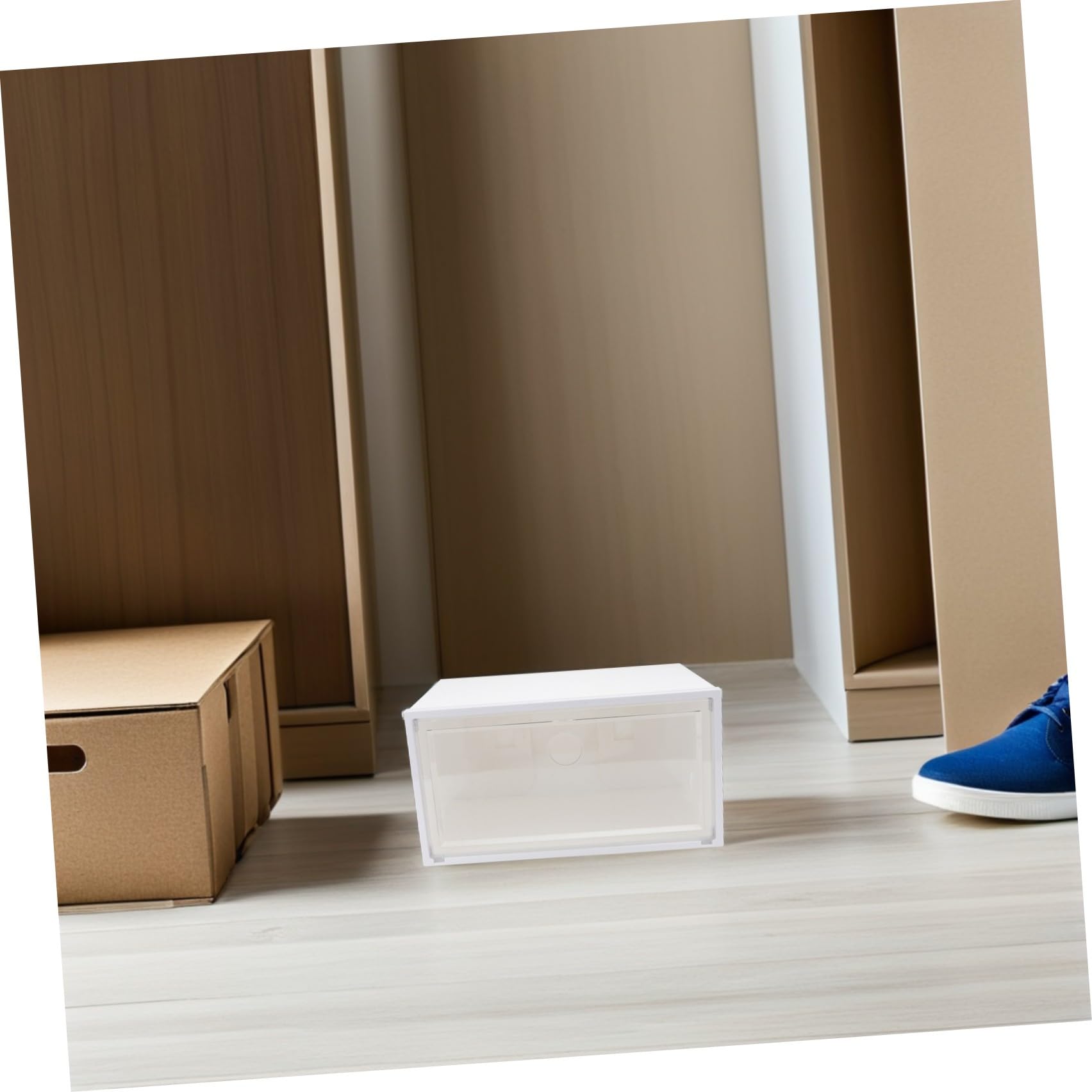 Caja de Zapatos Transparente de Plástico Gran Capacidad y Puerta Lateral, Organizador Práctico y Diseño Simple para Almacenamiento Hogar