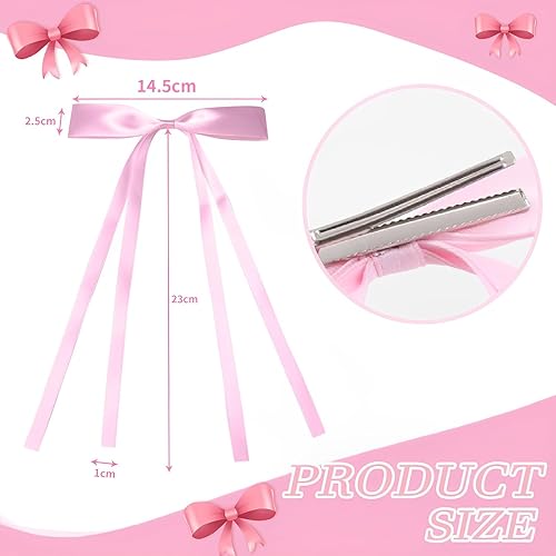 Miniatura 2 de CAMNOW 12 lazos para el pelo para mujer, pinzas para el cabello, cinta con borla, lazos para el pelo con cola larga, accesorios para el cabello,