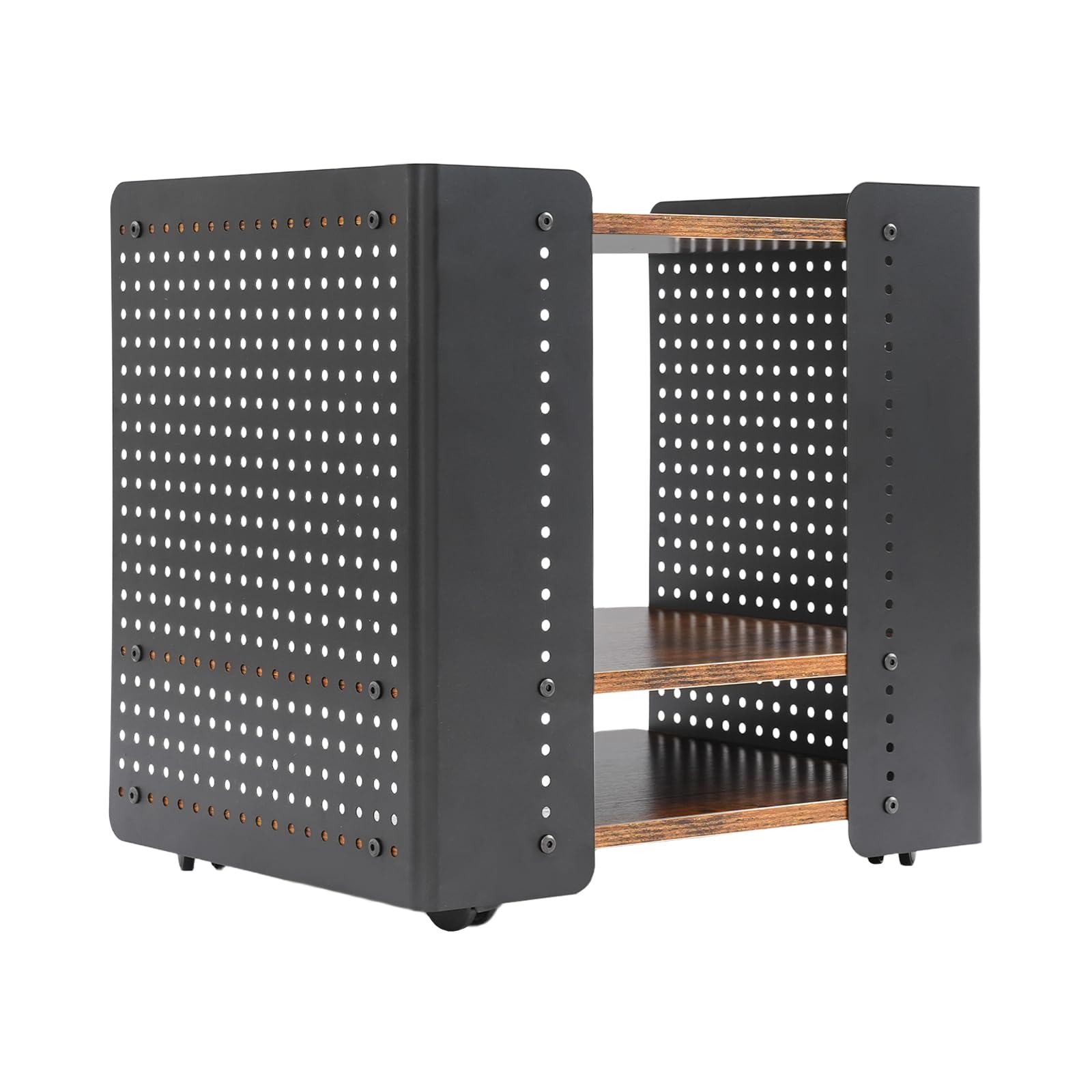 Mesa de impresora, 50 x 39 x 40 cm, soporte para impresora de 3 niveles, soporte para impresora móvil con organizador, estantería, archivador para oficina en casa (negro, marrón)